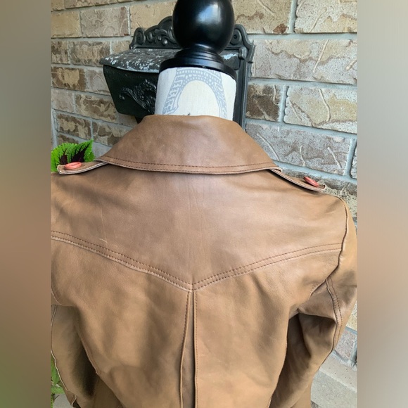 Vintage RUDSAK Leather Brown Button Up Women’s Double Breasted Jacket SZ Medium - Picture 13 of 15